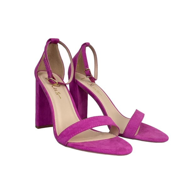 ⭐️2/$20 Lulus Magenta Suede Ankle Strap Chunky Heels - Picture 2 of 14